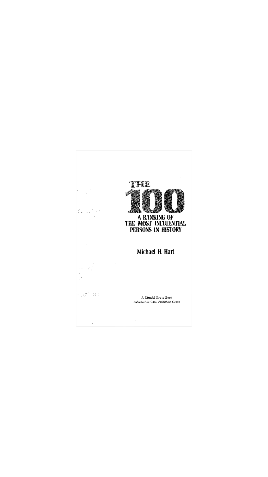 The 100 A Ranking of the Most Influential Persons in History cover